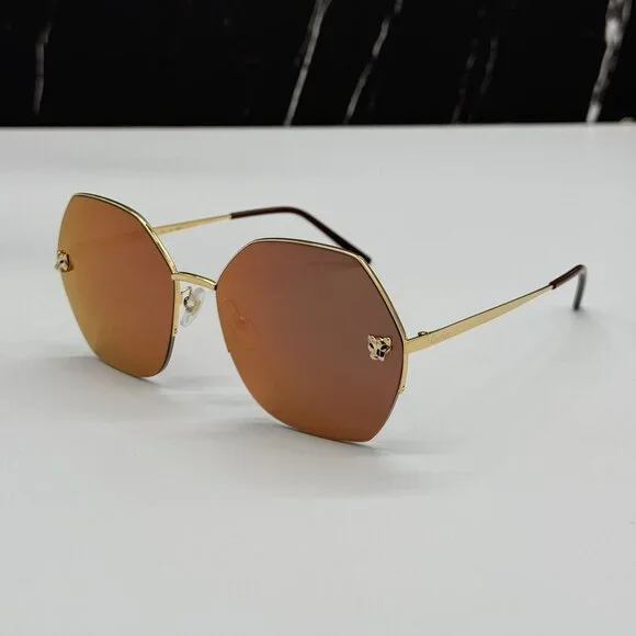 NEW CARTIER CT0332S 005 GOLD BROWN WOMEN SUNGLASSES CARTIER - Picture 7 of 15